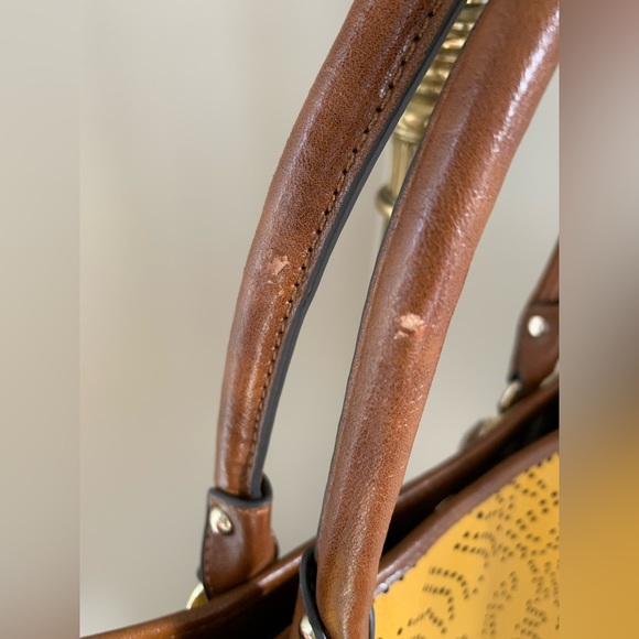 Ann Klein Lion Logo Burnt Yellow & Brown Handbag *Excellent Condition* - Picture 8 of 8